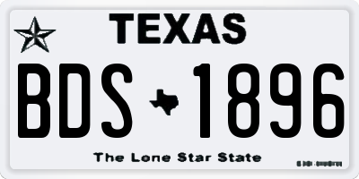 TX license plate BDS1896