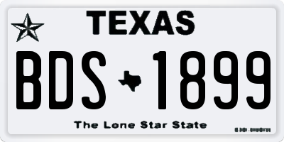 TX license plate BDS1899