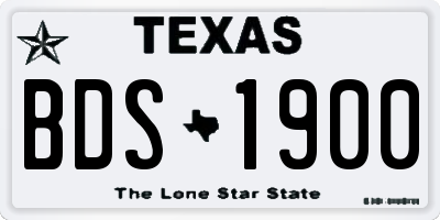 TX license plate BDS1900