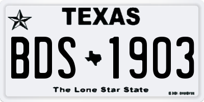 TX license plate BDS1903