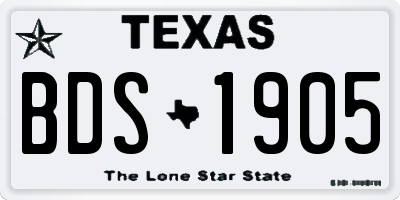 TX license plate BDS1905