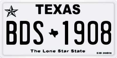 TX license plate BDS1908