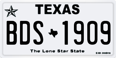 TX license plate BDS1909