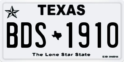 TX license plate BDS1910