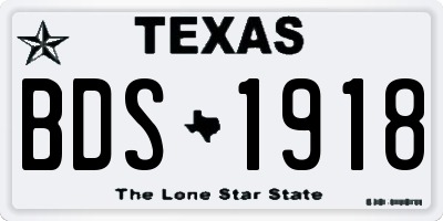 TX license plate BDS1918