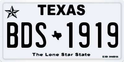 TX license plate BDS1919