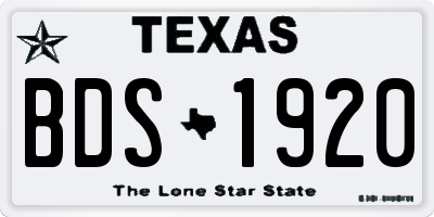 TX license plate BDS1920