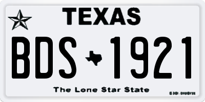 TX license plate BDS1921