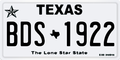 TX license plate BDS1922