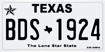 TX license plate BDS1924