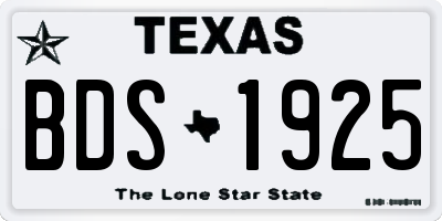TX license plate BDS1925