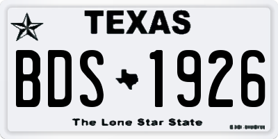 TX license plate BDS1926