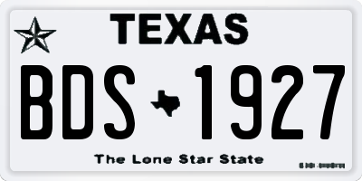 TX license plate BDS1927