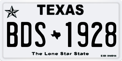 TX license plate BDS1928