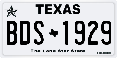 TX license plate BDS1929
