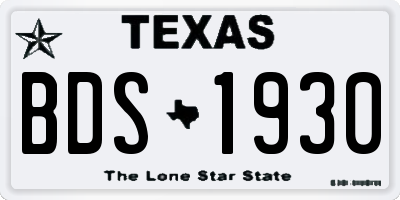 TX license plate BDS1930