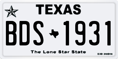 TX license plate BDS1931
