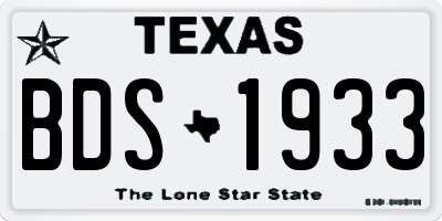TX license plate BDS1933
