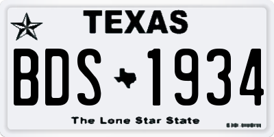 TX license plate BDS1934
