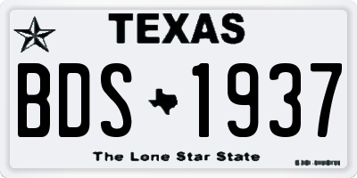 TX license plate BDS1937