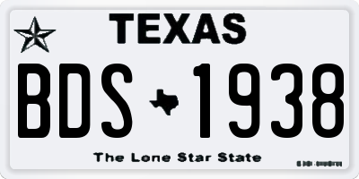 TX license plate BDS1938