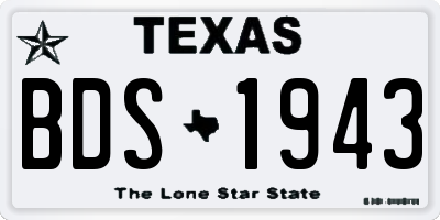 TX license plate BDS1943