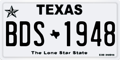 TX license plate BDS1948