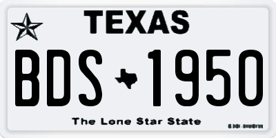 TX license plate BDS1950