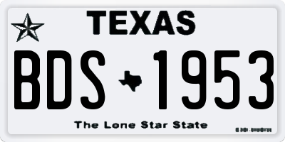 TX license plate BDS1953