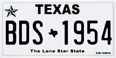 TX license plate BDS1954