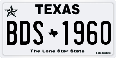 TX license plate BDS1960