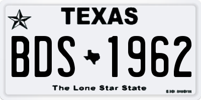 TX license plate BDS1962
