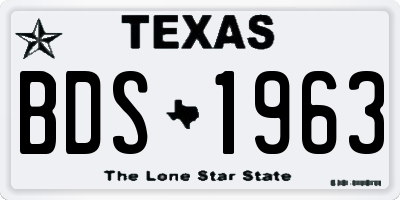 TX license plate BDS1963