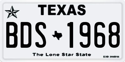 TX license plate BDS1968