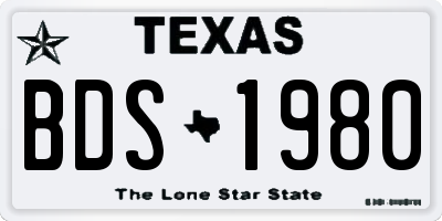 TX license plate BDS1980