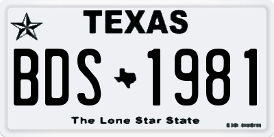 TX license plate BDS1981