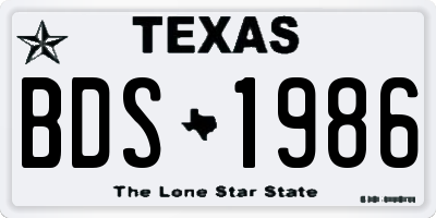 TX license plate BDS1986
