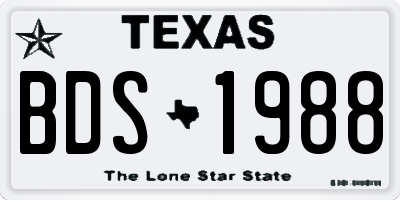 TX license plate BDS1988