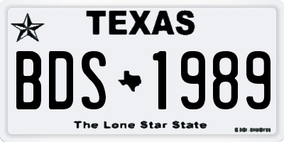 TX license plate BDS1989