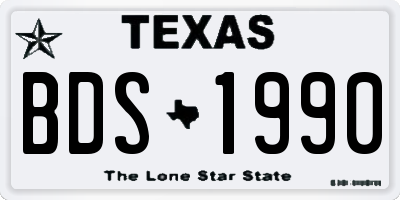 TX license plate BDS1990