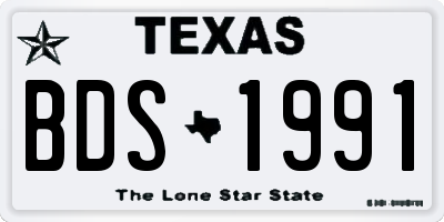 TX license plate BDS1991