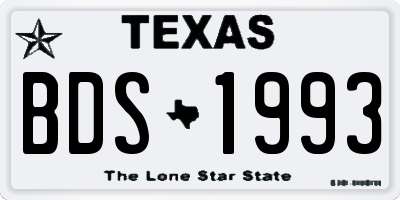 TX license plate BDS1993