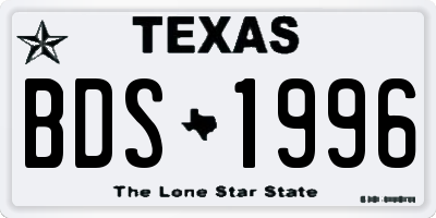 TX license plate BDS1996