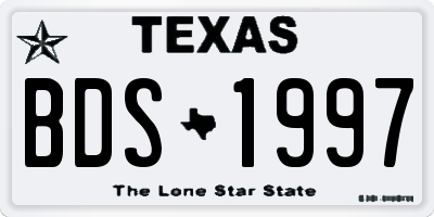 TX license plate BDS1997