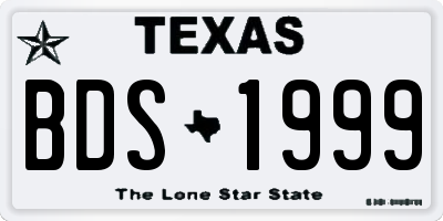 TX license plate BDS1999