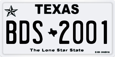 TX license plate BDS2001