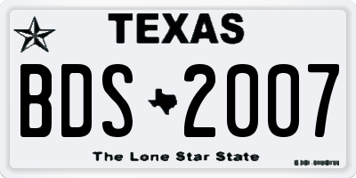 TX license plate BDS2007