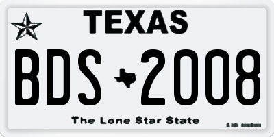 TX license plate BDS2008