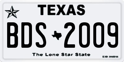 TX license plate BDS2009