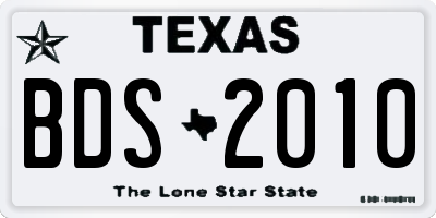 TX license plate BDS2010